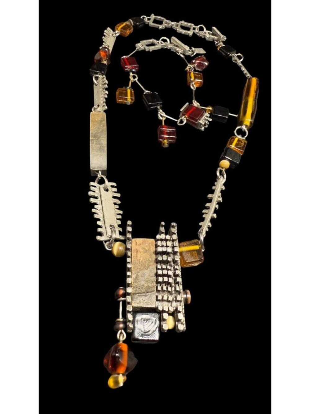 Anne-Marie Chagnon Jewelry Set Bracelet And Necklace Brutalist Mid Century - Picture 4 of 8